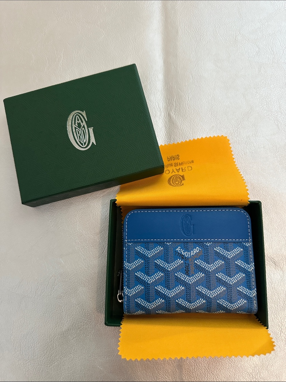 Goyard Blue Chevron Zip Wallet
